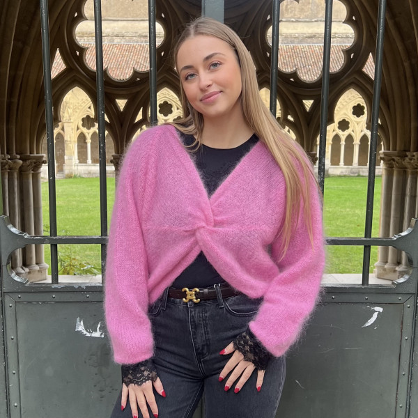 CHUMMY PULL MOHAIR NOEUD ROSE 2804