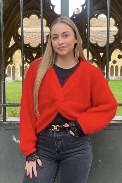 CHUMMY PULL MOHAIR NOEUD ROUGE 2804