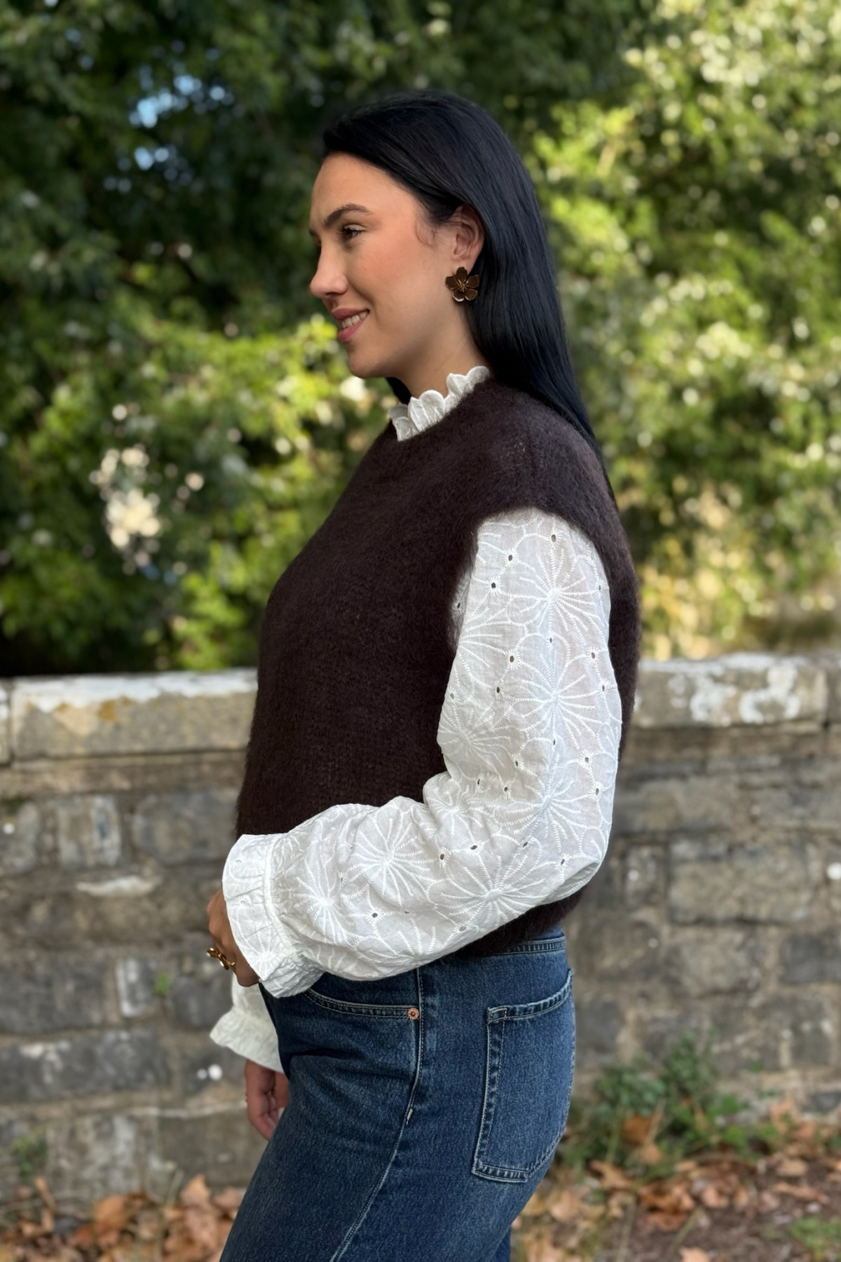 pull sans manches en mohair 210 marron