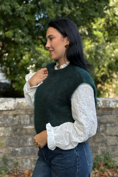 pull sans manches mohair vert sapin 210