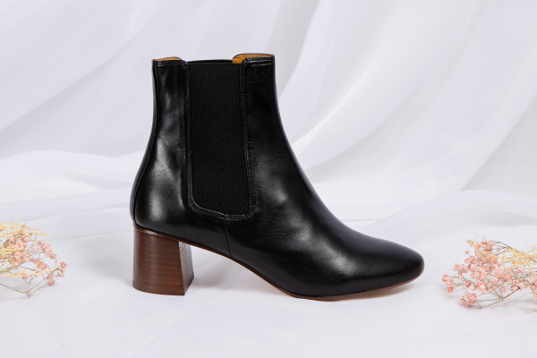 RIVECOUR BOTTINES N°402 CUIR NOIR FEMME TALON CHELSEA