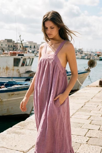ROBE EN LIN VIOLETTE