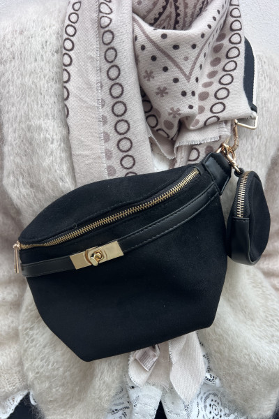 sac banane noir avec petit porte monnaie rond vimoda 