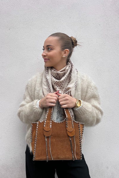 sac chummy en daim camel pohême paris