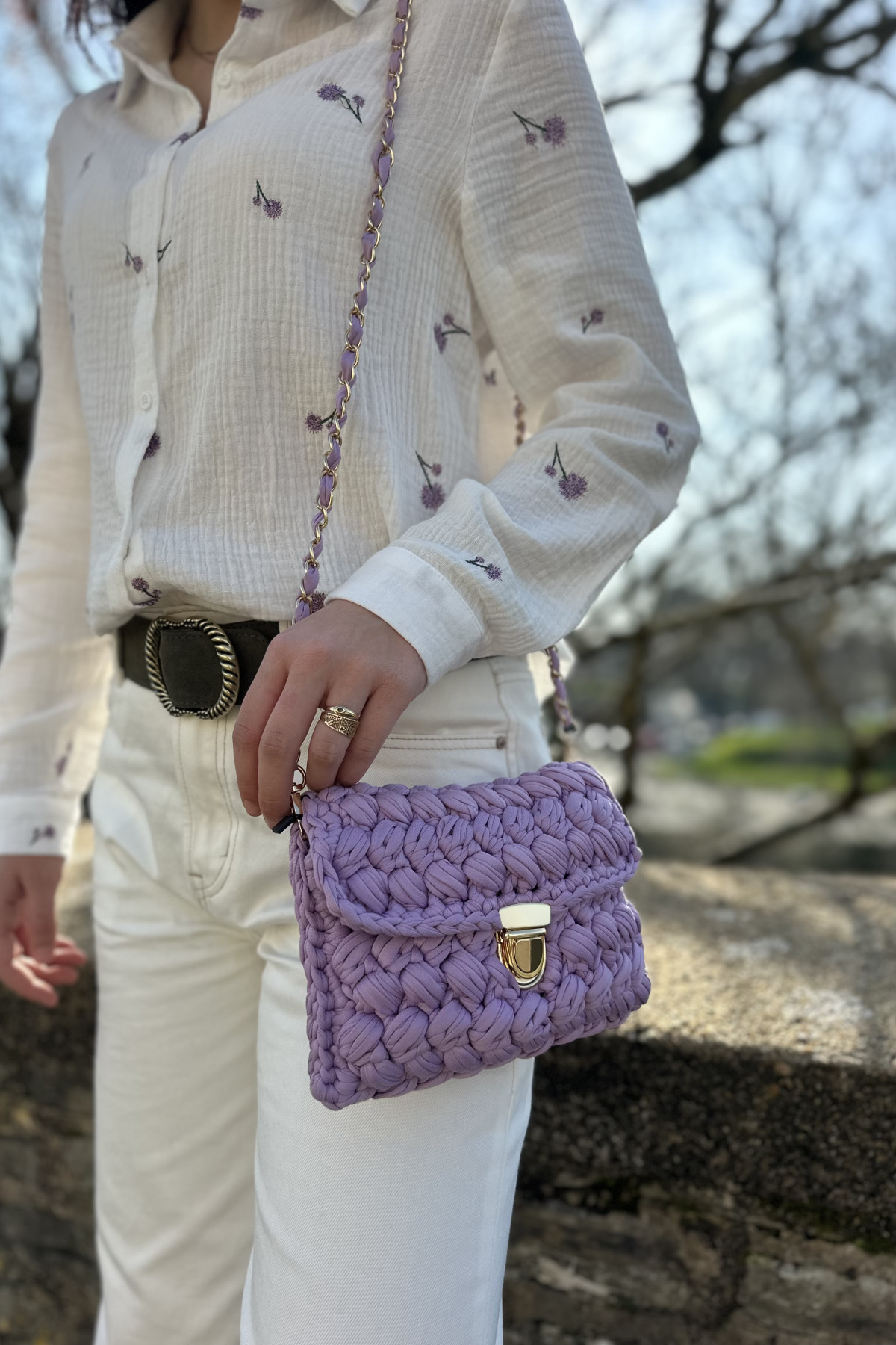 Sac en tissu torsadé lavande petit format A1143-37