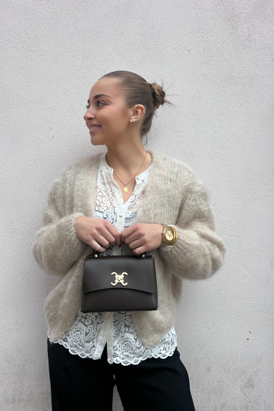 sac vimoda 390405 en cuir marron chocolat  petit format style logo celine