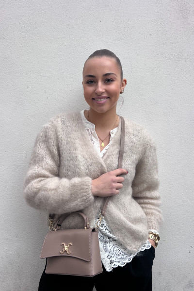 sac vimoda en cuir taupe petit format style logo Celine