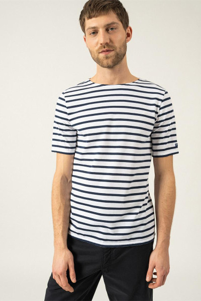 SAINT JAMES T-SHIRT MARINIERE LEVANT NEIGE/MARINE