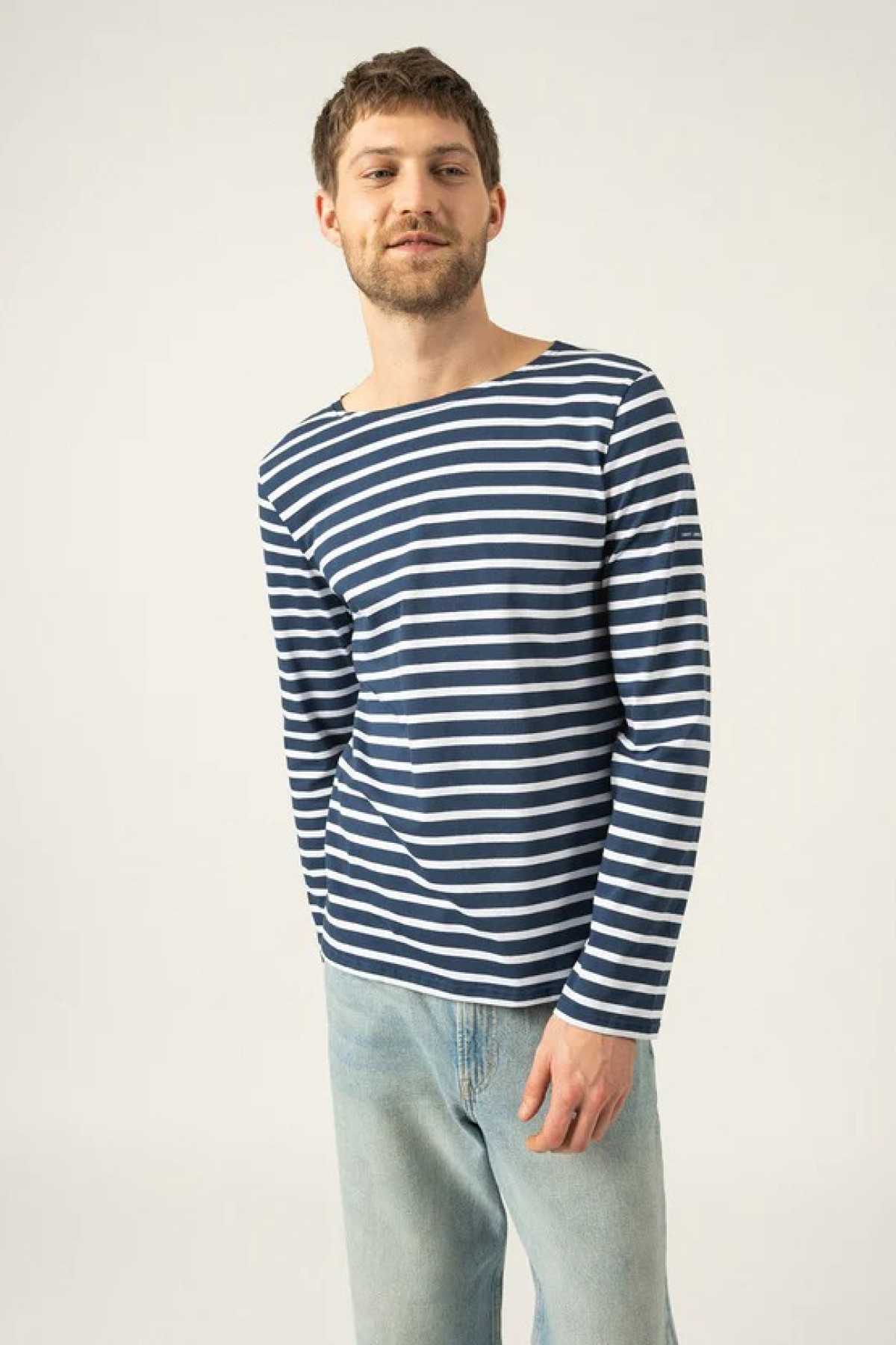 saint james t-shirt marinière manches longues minquiers marine/neige