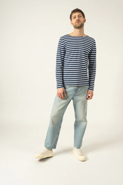 saint james t-shirt marinière manches longues minquiers marine/neige