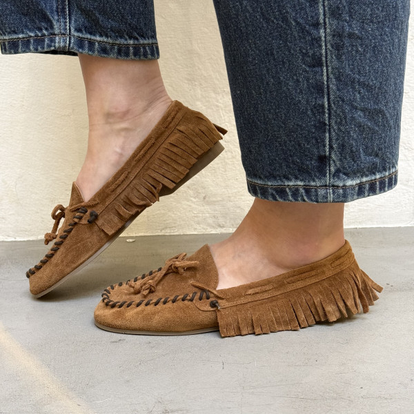 semerdjian mocassins à franges camel havana