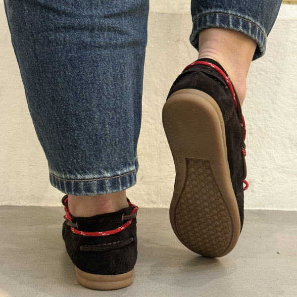 semerdjian mocassins marrons à gros lacets rouges napoli moro