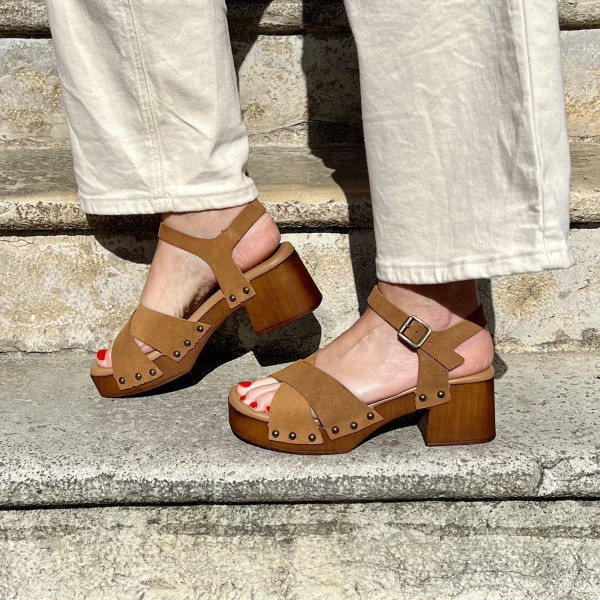 SEMERDJIAN SANDALES A TALONS MICOL CROSTA COGNAC