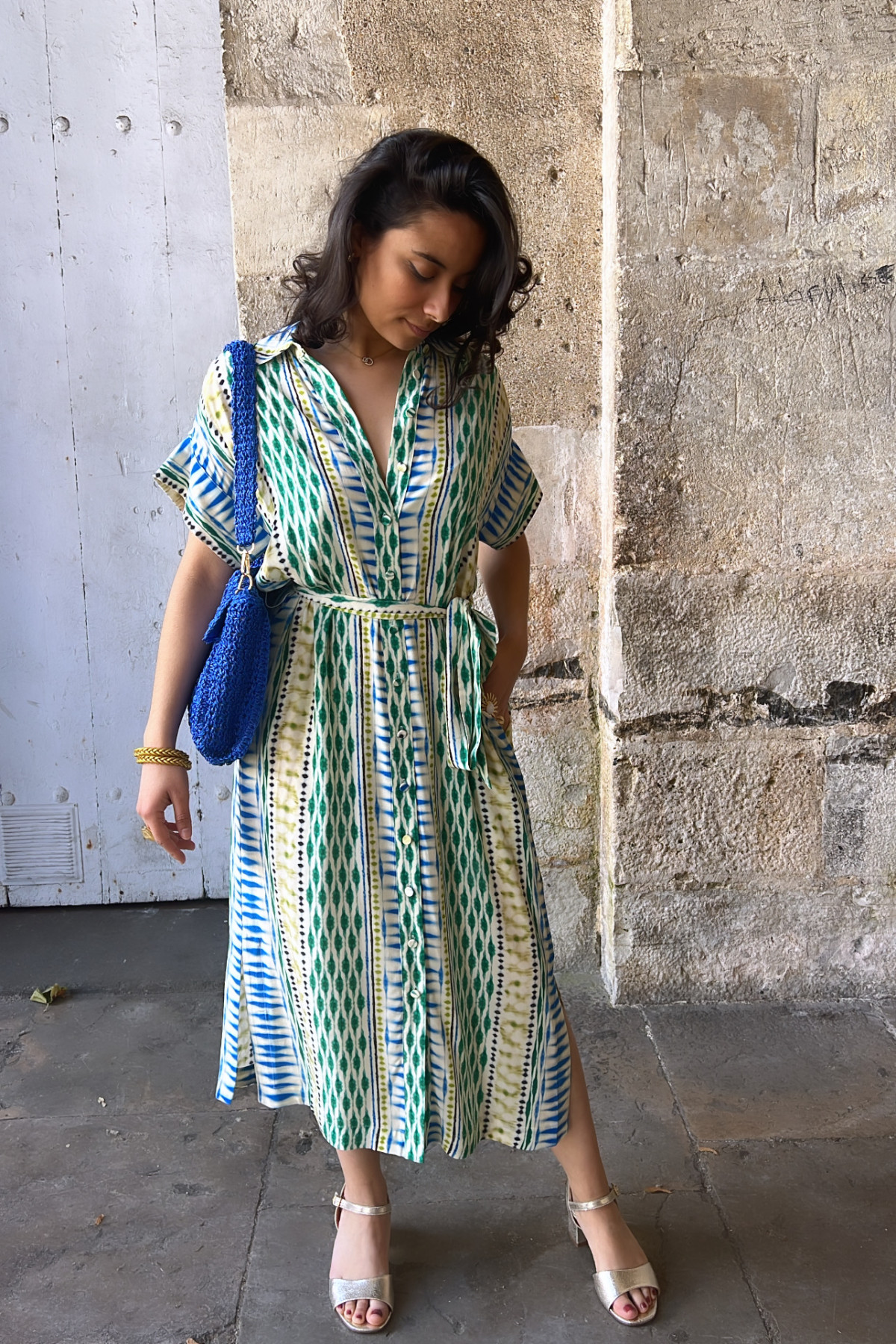 SUNCOO Robe chemise fluide CARA a imprime geo ethnique