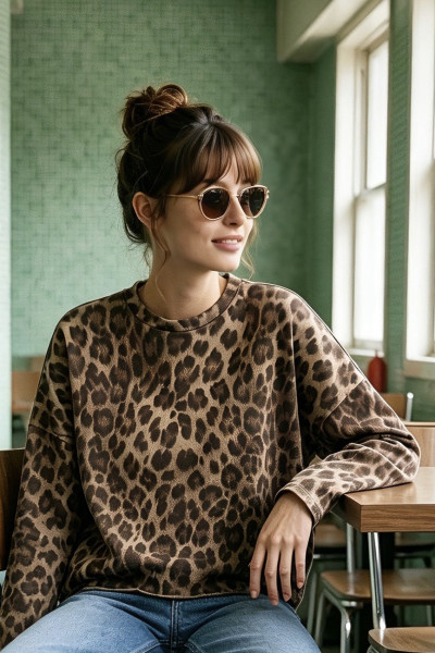 sweater court en leopard intuition 