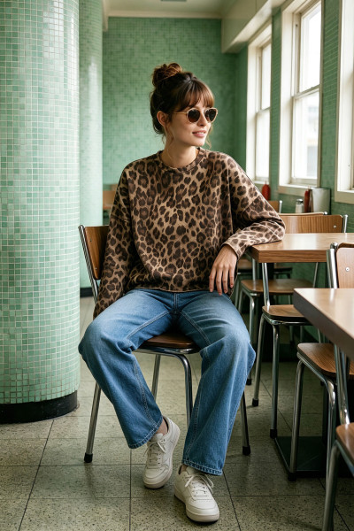 sweater court en leopard intuition 