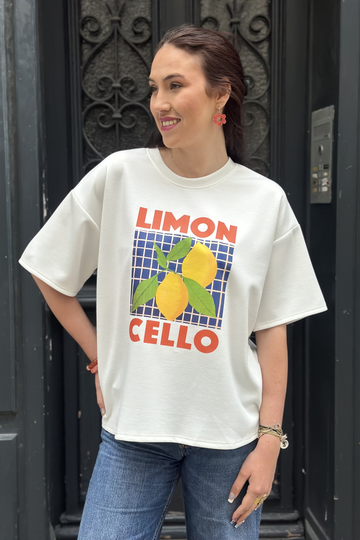 Tee shirt blanc coupe oversize dolce lemoncello