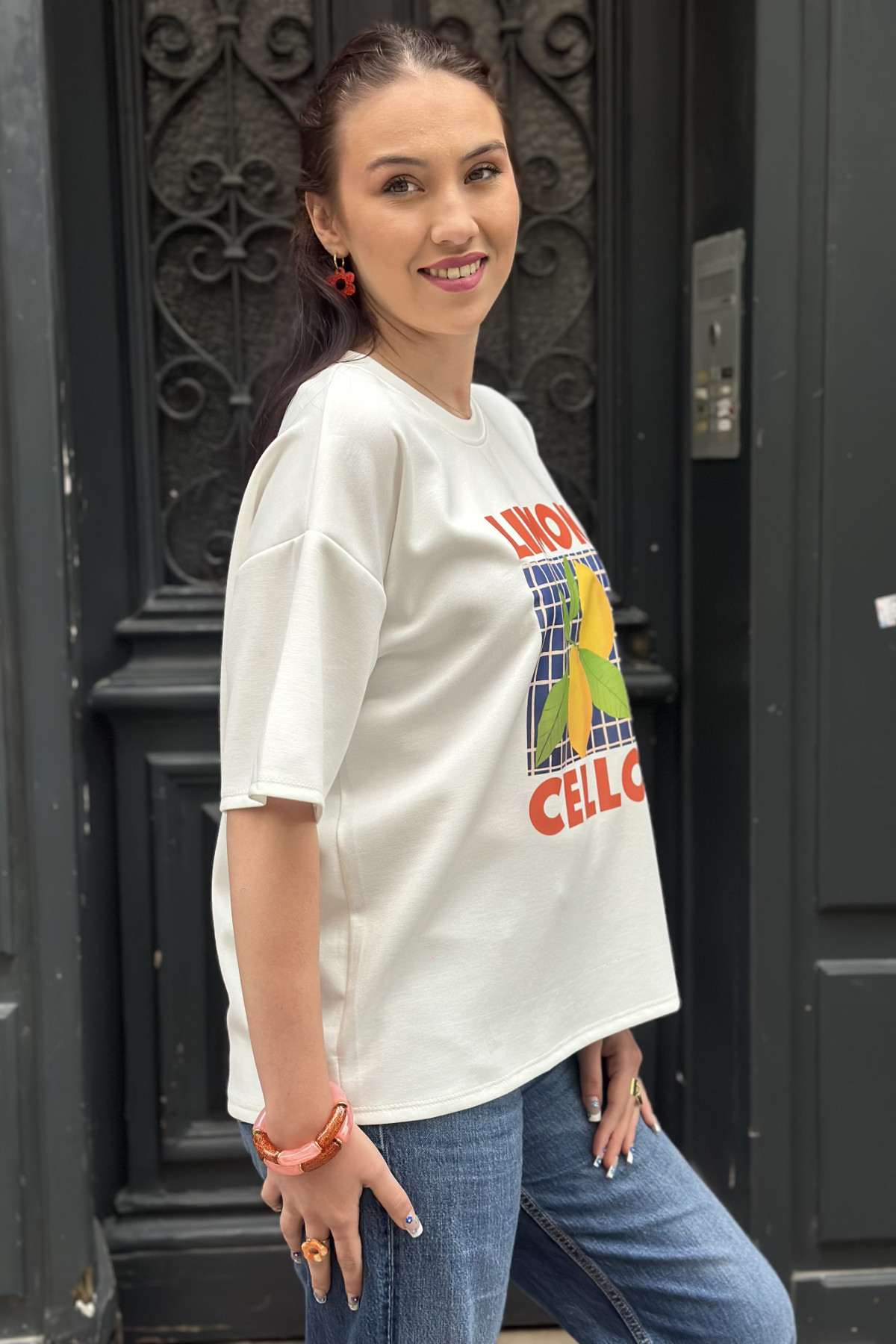 Tee shirt blanc coupe oversize dolce lemoncello