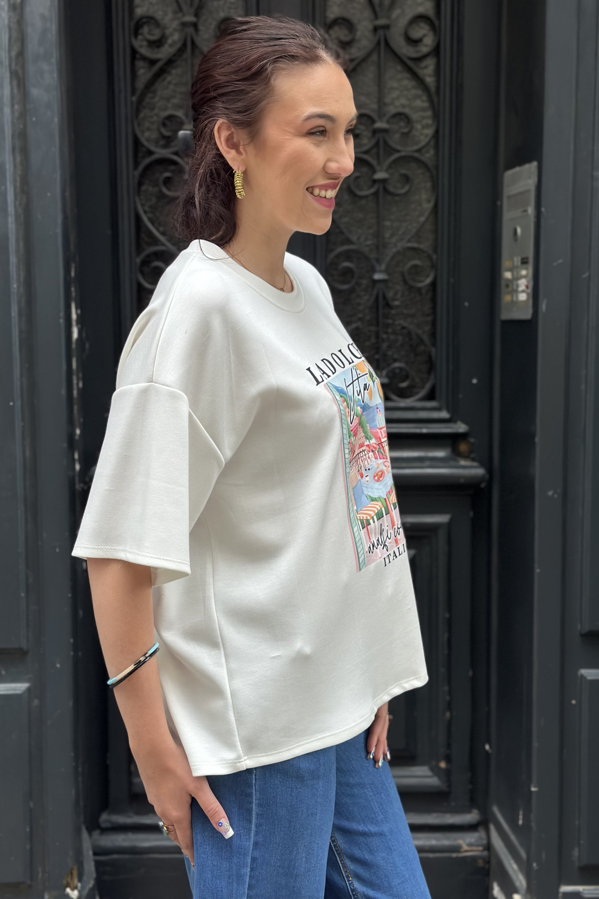 Tee shirt blanc coupe oversize dolce vita Italia