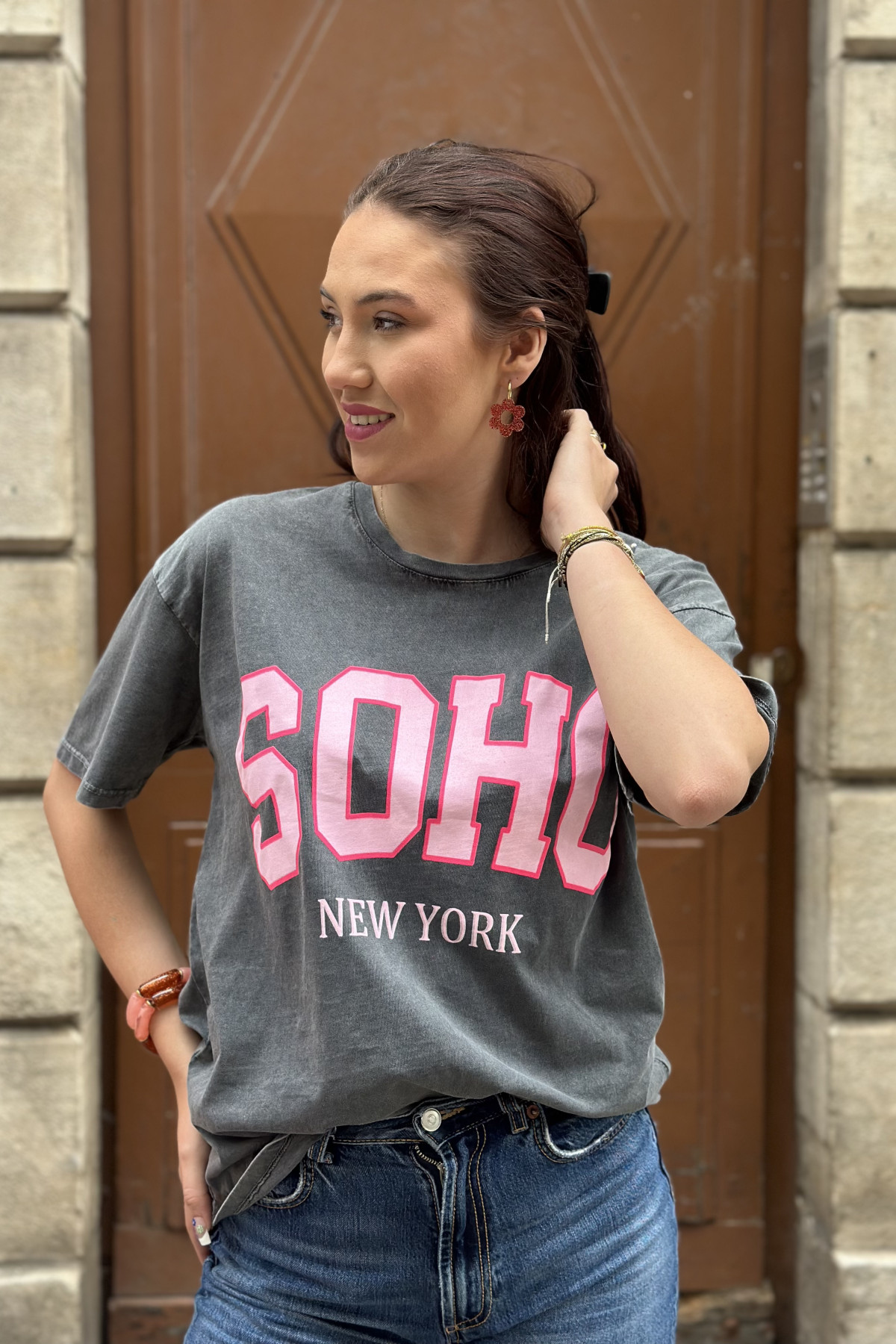 Tee shirt gris soho New York gris en coton 