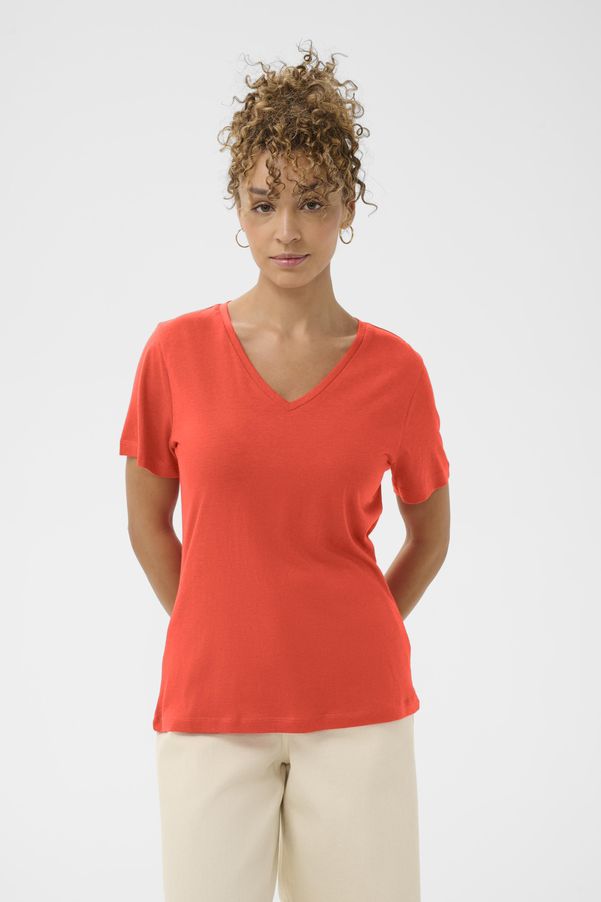 tshirt naia cream orange col v 10604508