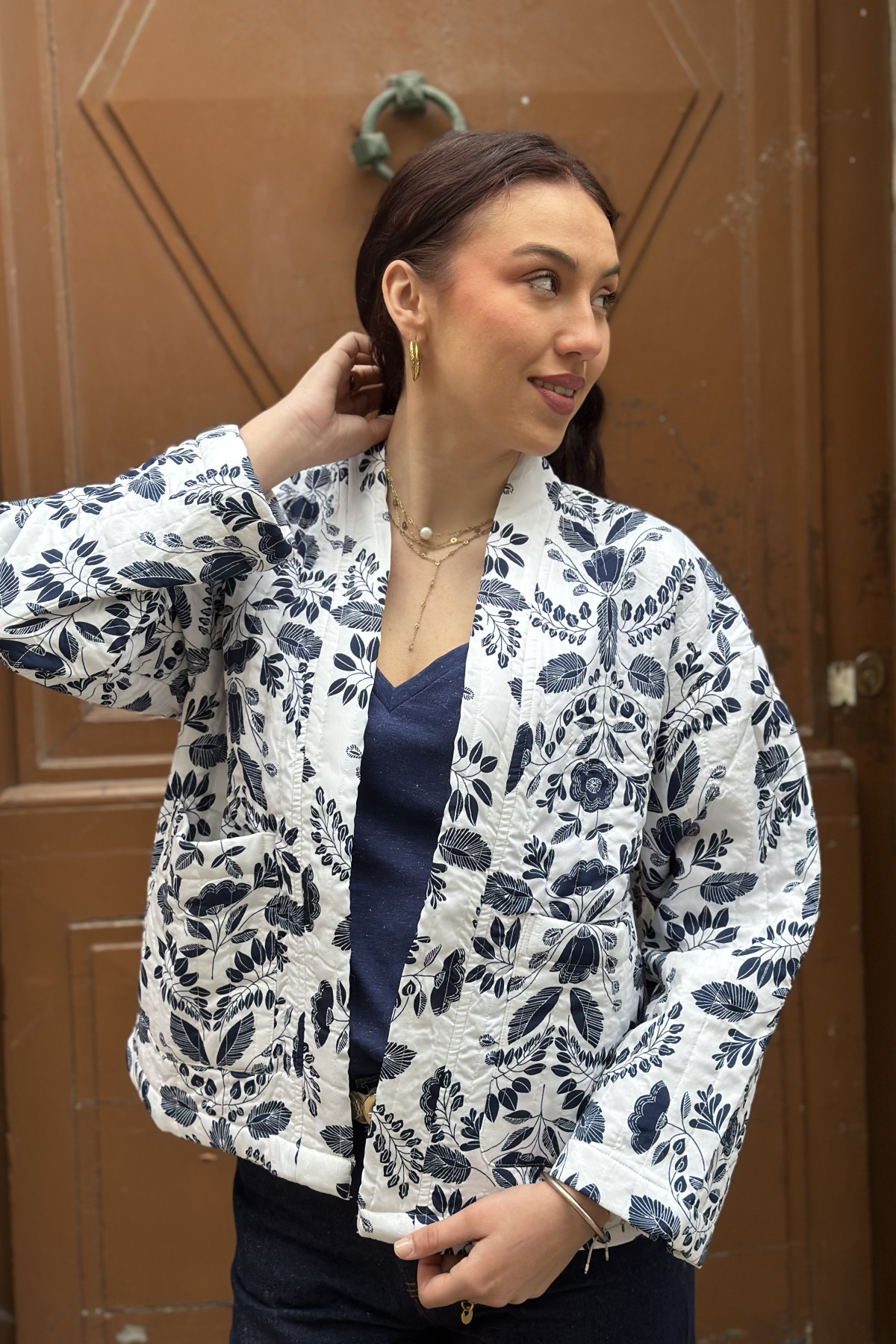 Veste b young mprimé floral coupe oversize mi saison