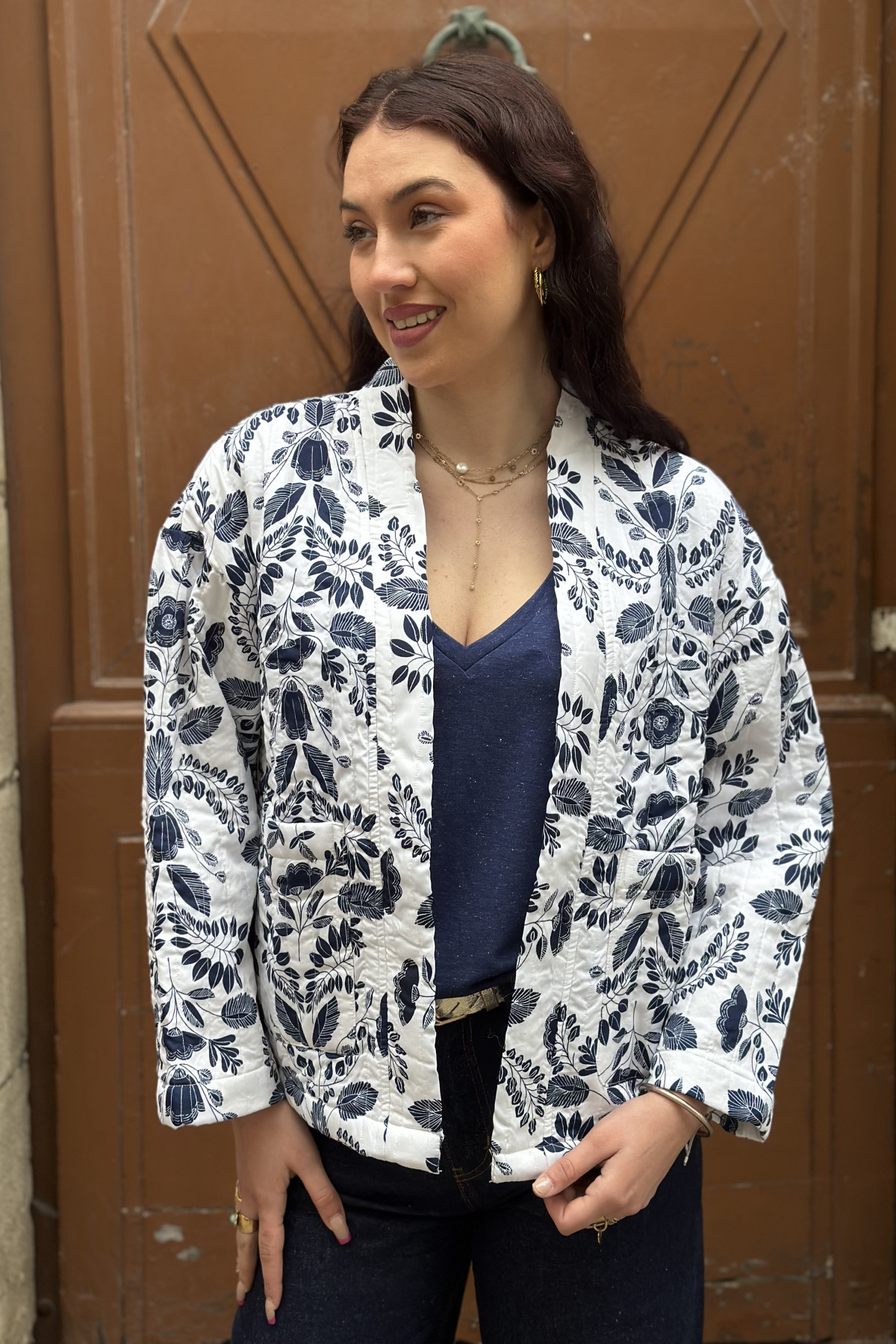Veste b young mprimé floral coupe oversize mi saison