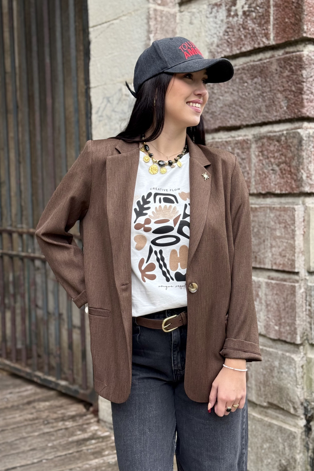 veste blazer chocolat etoile scarlett roos