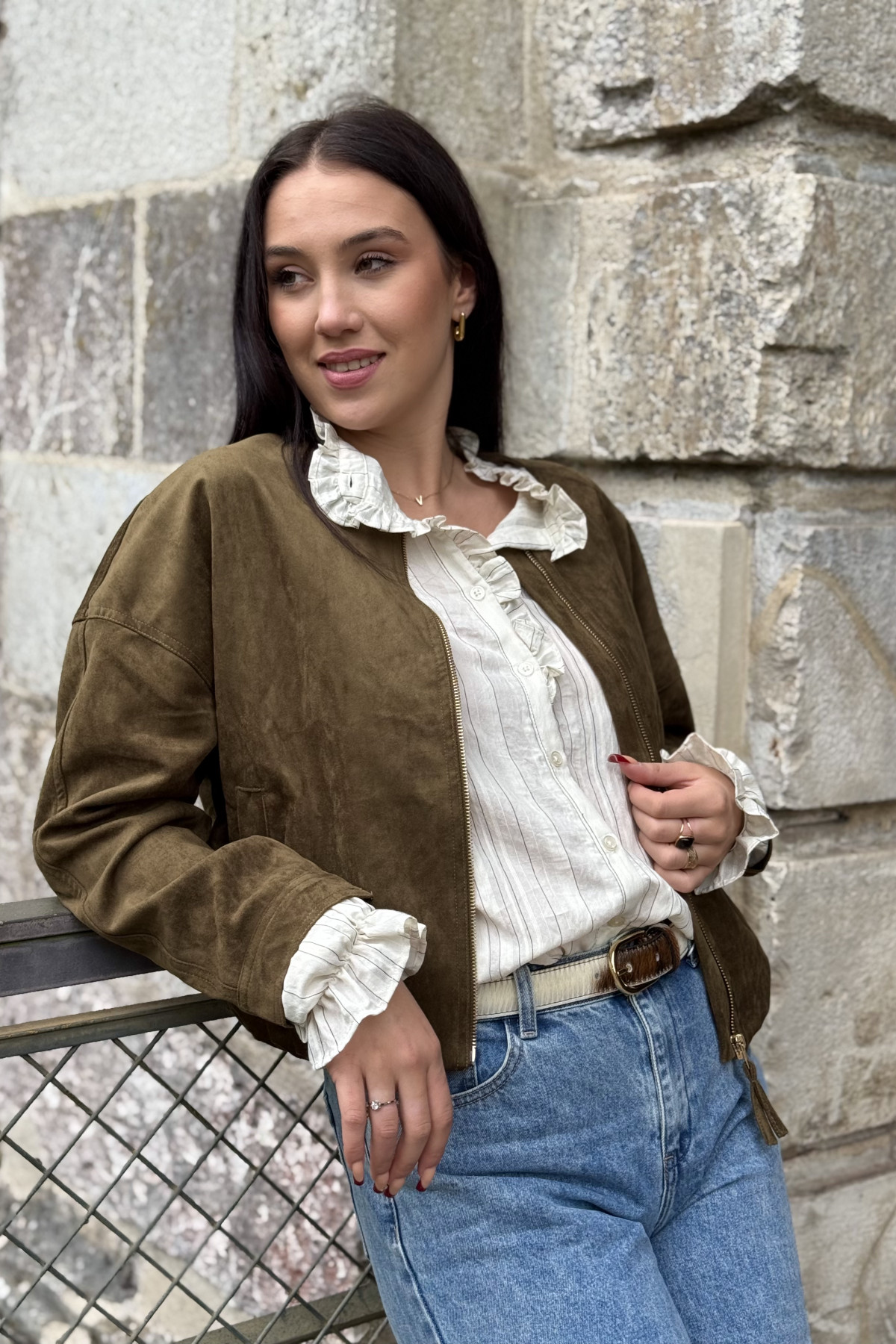 veste en daim kaki charlior 5006