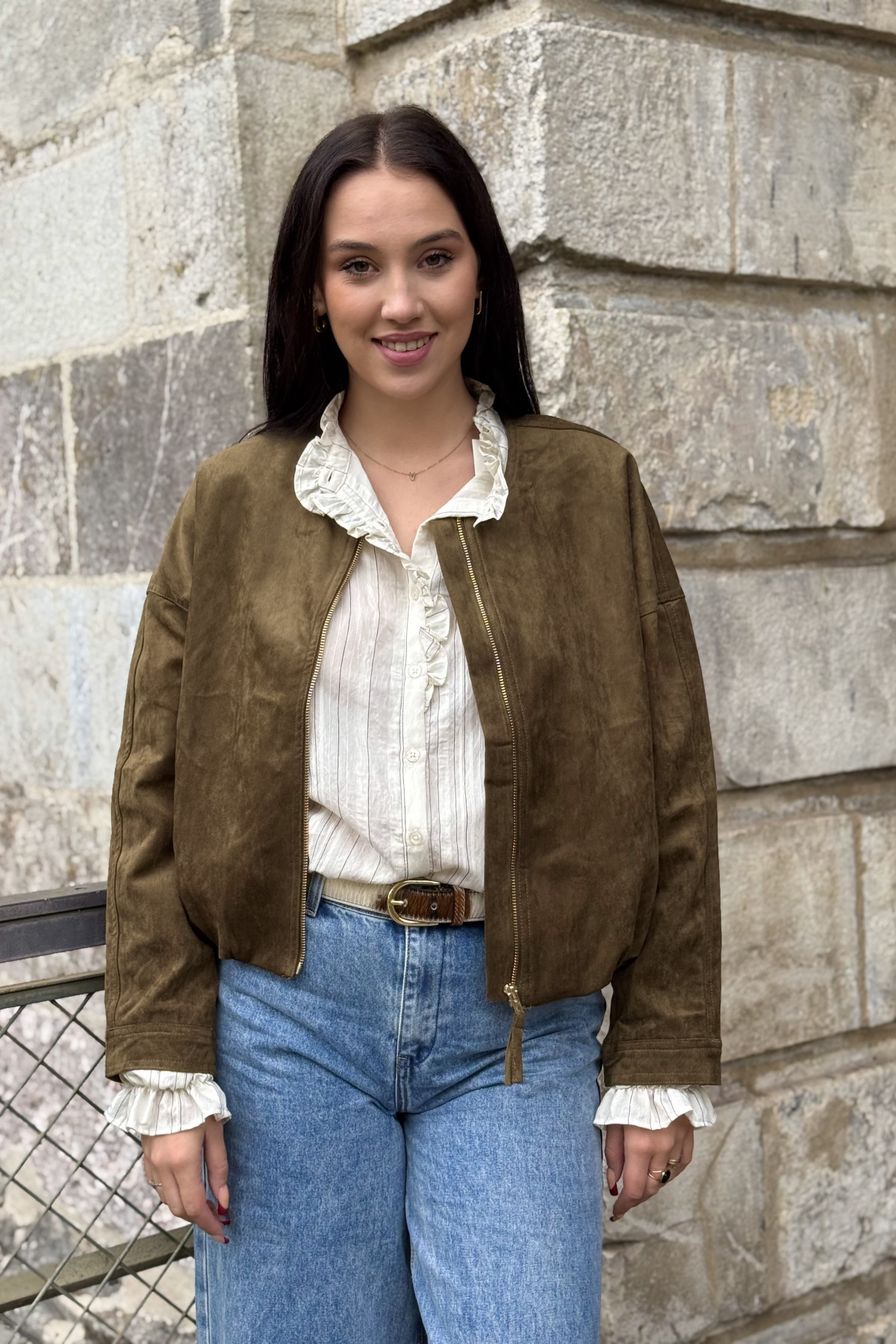 veste en daim kaki charlior 5006
