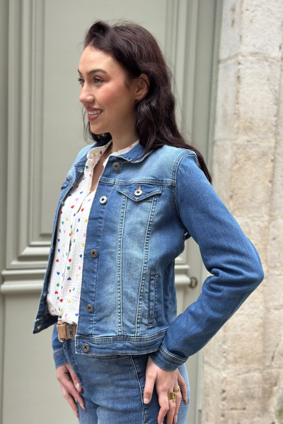 Veste ichi en jeans mi saison cintrée