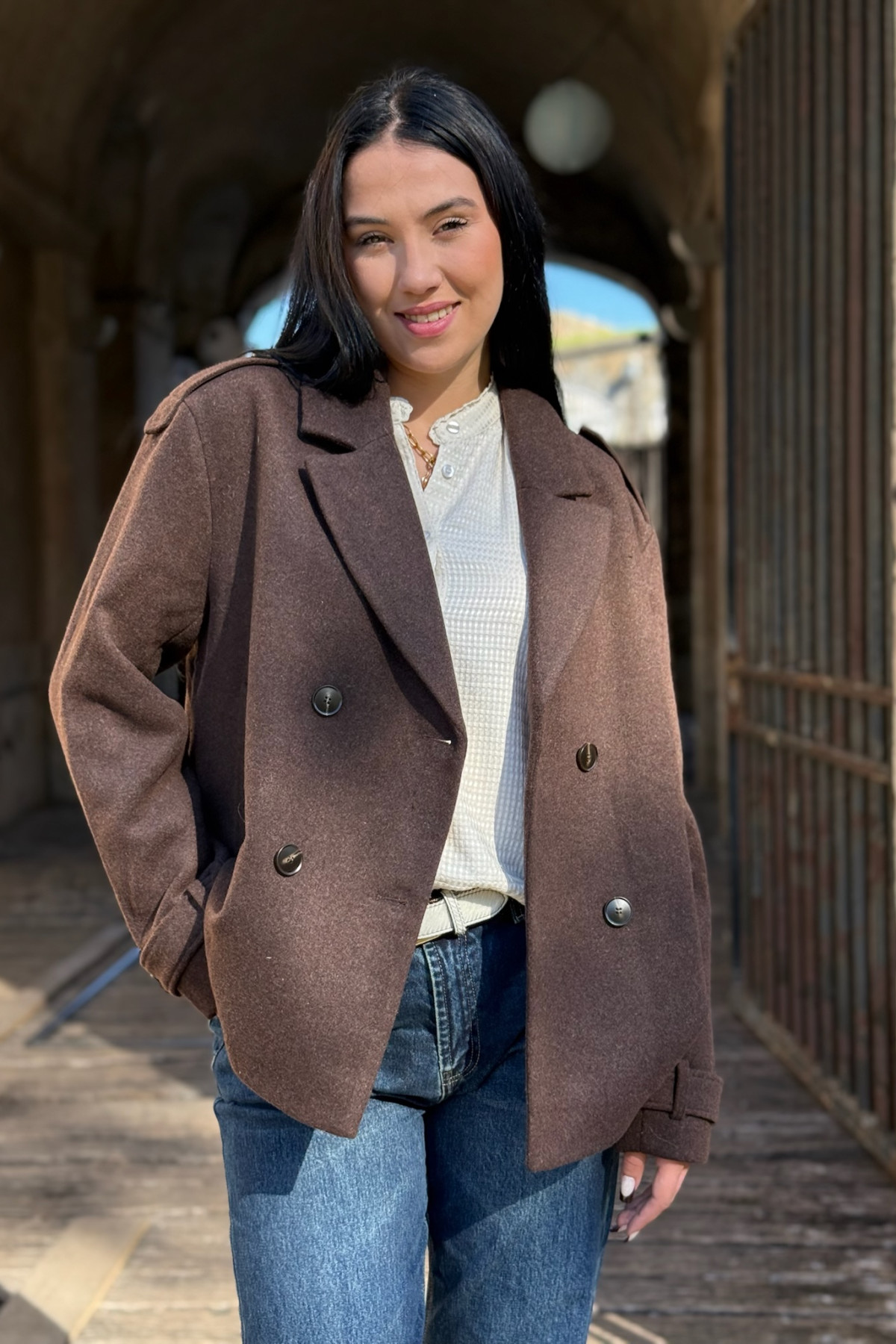 veste marron cream coupe oversize 3919
