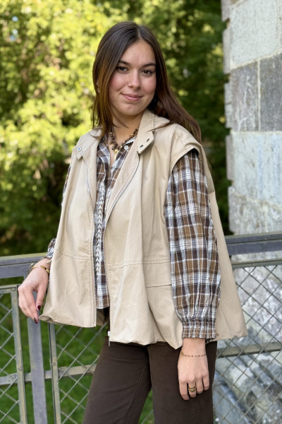 veste sans manches style trench BEIGE 1085