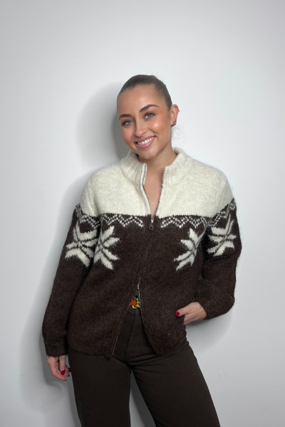 veste the korner blanc cassé et marron motifs hivernaux T25204511