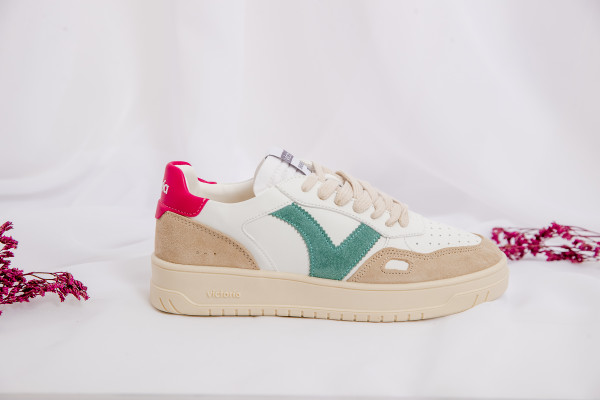 VICTORIA BASKETS 1257101 FUCSIA FEMME V VERT D'EAU BEIGE ROSE